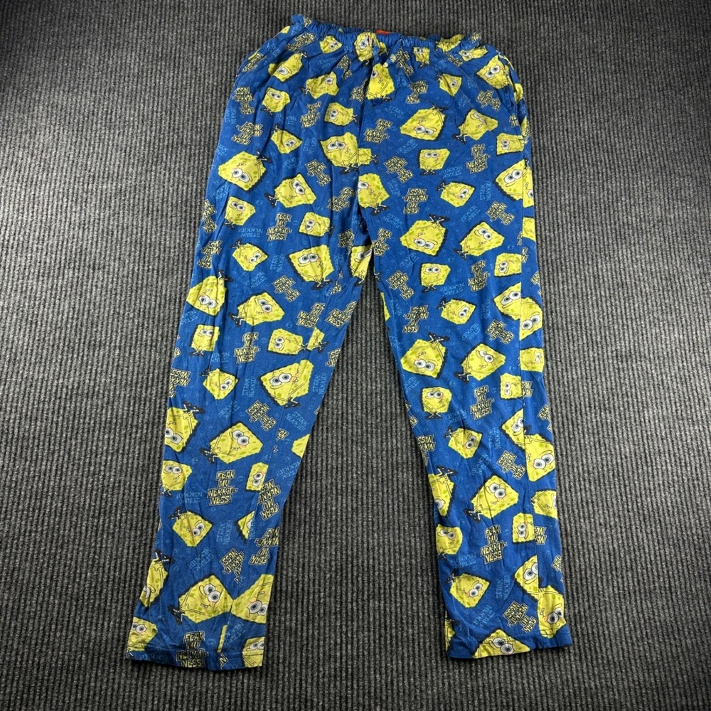 Nickelodeon SpongeBob SquarePants Men Small Blue Fear My Nekkidness Pajama Pants